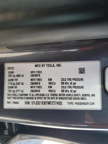 Photo 11 VIN: 5YJ3E1EB7NF277493 - TESLA MODEL 3 