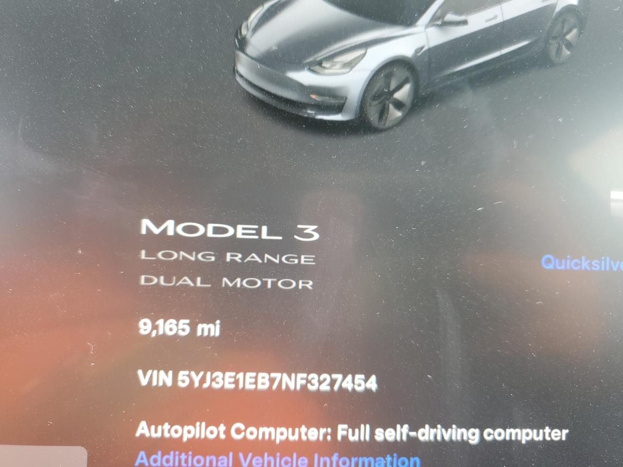 Photo 8 VIN: 5YJ3E1EB7NF327454 - TESLA MODEL 3 