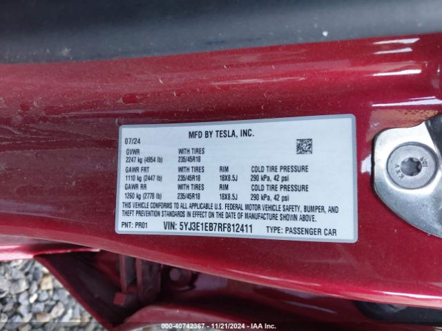 Photo 8 VIN: 5YJ3E1EB7RF812411 - TESLA MODEL 3 