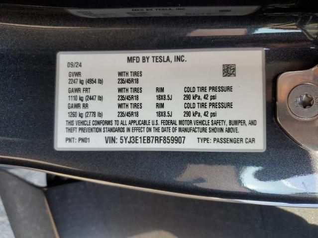 Photo 11 VIN: 5YJ3E1EB7RF859907 - TESLA MODEL 3 