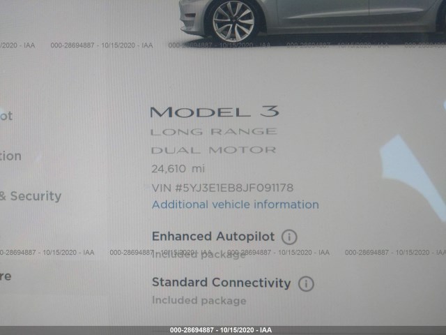 Photo 6 VIN: 5YJ3E1EB8JF091178 - TESLA MODEL 3 