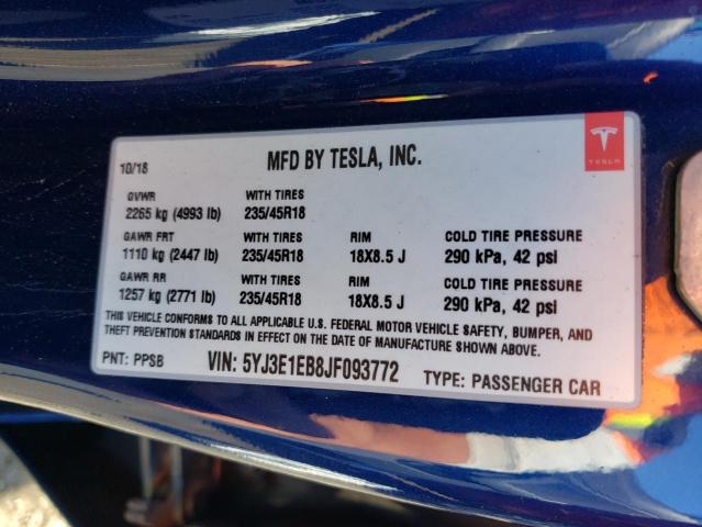 Photo 12 VIN: 5YJ3E1EB8JF093772 - TESLA MODEL 3 