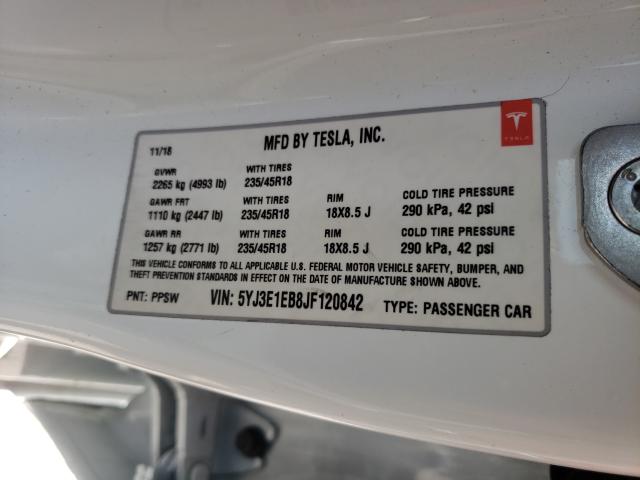 Photo 9 VIN: 5YJ3E1EB8JF120842 - TESLA MODEL 3 