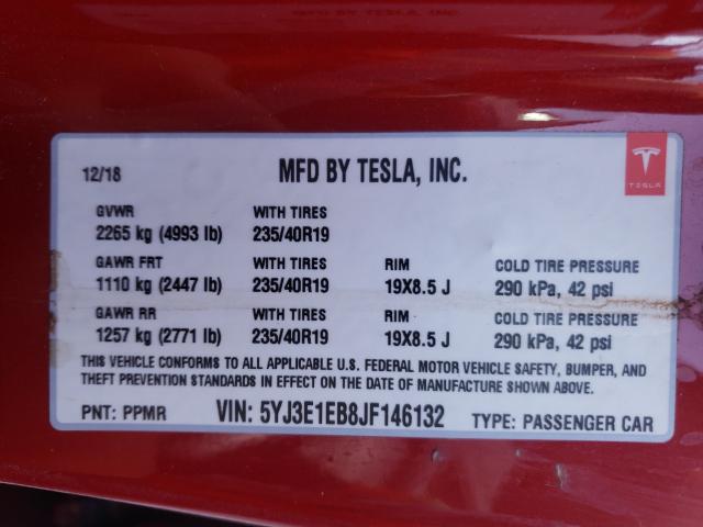 Photo 9 VIN: 5YJ3E1EB8JF146132 - TESLA MODEL 3 