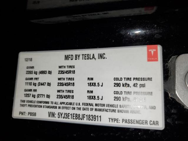 Photo 11 VIN: 5YJ3E1EB8JF183911 - TESLA MODEL 3 