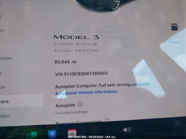 Photo 6 VIN: 5YJ3E1EB8KF388680 - TESLA MODEL 3 