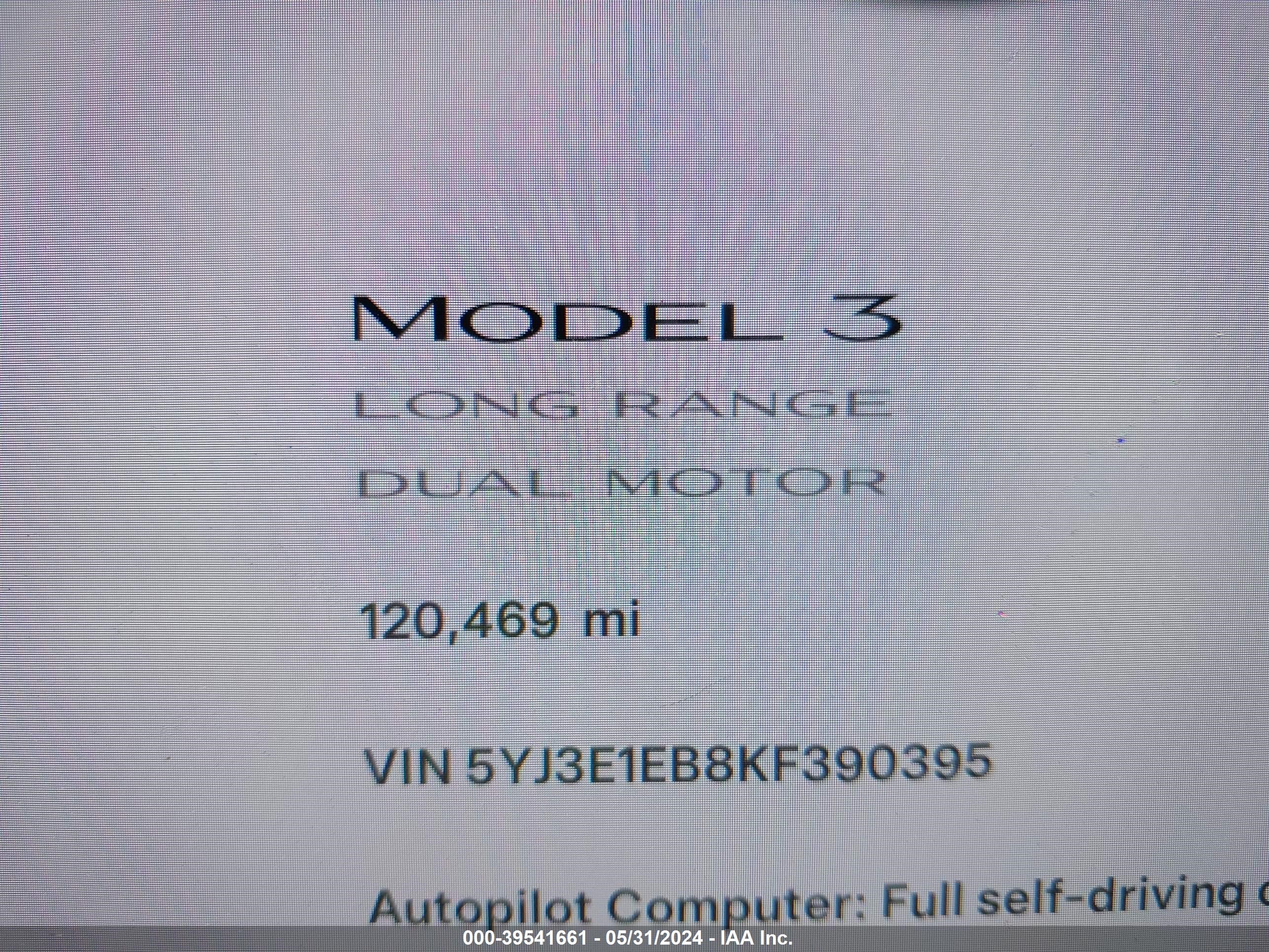 Photo 6 VIN: 5YJ3E1EB8KF390395 - TESLA MODEL 3 