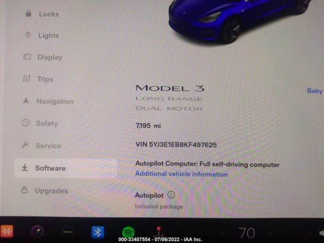 Photo 6 VIN: 5YJ3E1EB8KF497625 - TESLA MODEL 3 