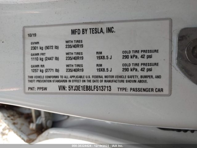 Photo 8 VIN: 5YJ3E1EB8LF513713 - TESLA MODEL 3 