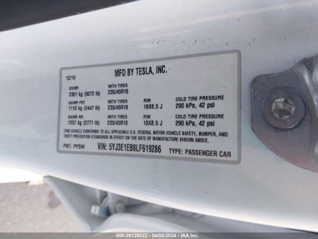 Photo 8 VIN: 5YJ3E1EB8LF619286 - TESLA MODEL 3 