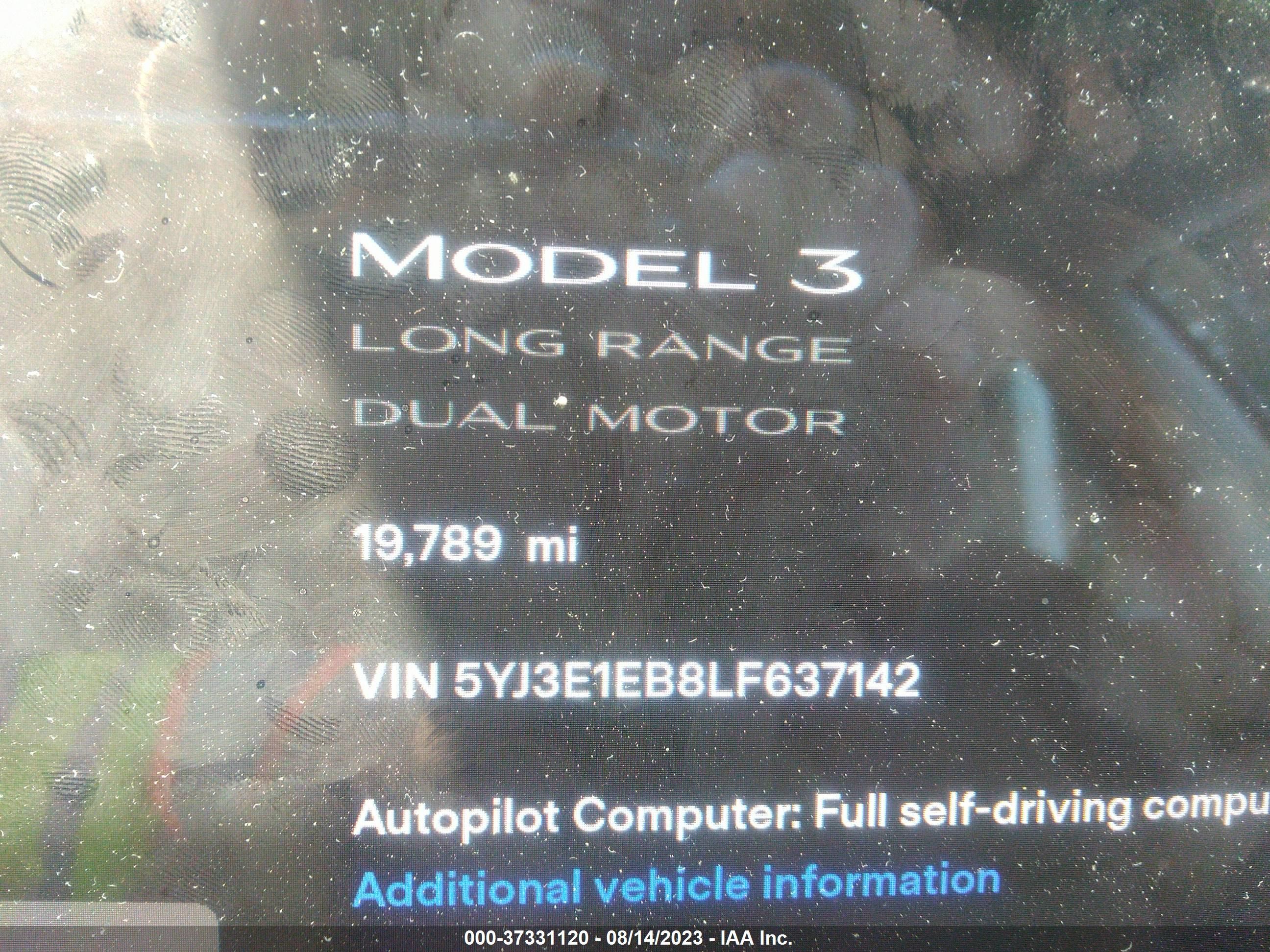 Photo 14 VIN: 5YJ3E1EB8LF637142 - TESLA MODEL 3 