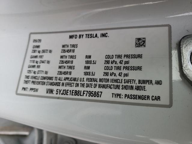 Photo 11 VIN: 5YJ3E1EB8LF795867 - TESLA MODEL 3 