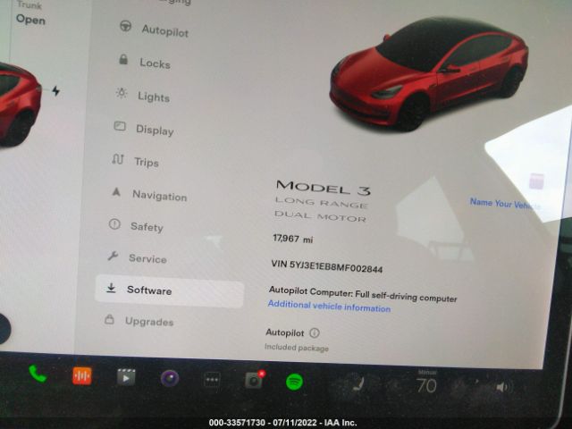 Photo 6 VIN: 5YJ3E1EB8MF002844 - TESLA MODEL 3 