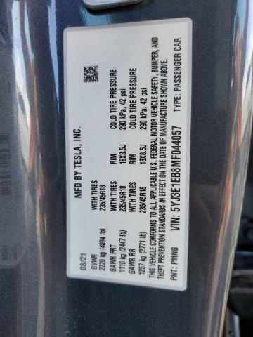 Photo 11 VIN: 5YJ3E1EB8MF044057 - TESLA MODEL 3 