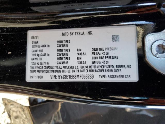 Photo 11 VIN: 5YJ3E1EB8MF056239 - TESLA MODEL 3 