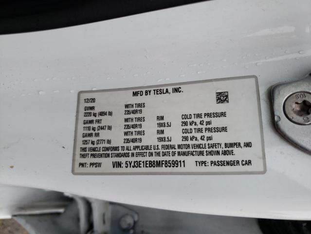 Photo 11 VIN: 5YJ3E1EB8MF859911 - TESLA MODEL 3 