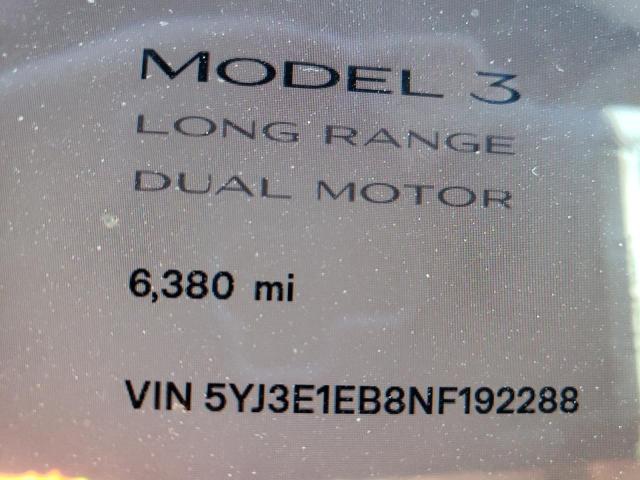 Photo 8 VIN: 5YJ3E1EB8NF192288 - TESLA MODEL 3 