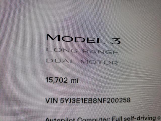 Photo 7 VIN: 5YJ3E1EB8NF200258 - TESLA MODEL 3 