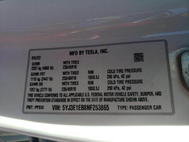 Photo 9 VIN: 5YJ3E1EB8NF253865 - TESLA MODEL 3 