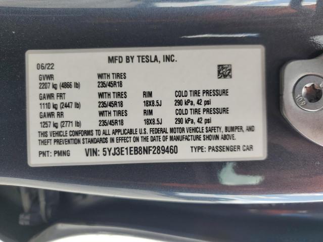 Photo 12 VIN: 5YJ3E1EB8NF289460 - TESLA MODEL 3 