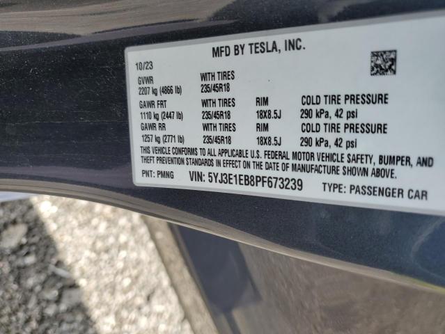 Photo 12 VIN: 5YJ3E1EB8PF673239 - TESLA MODEL 3 