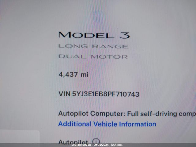 Photo 6 VIN: 5YJ3E1EB8PF710743 - TESLA MODEL 3 