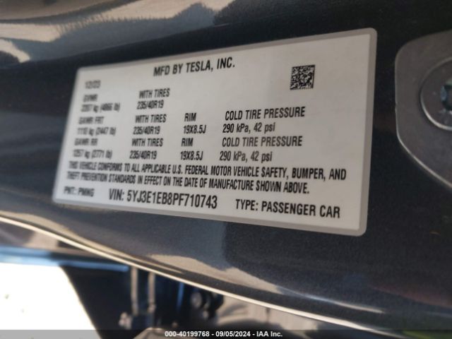 Photo 8 VIN: 5YJ3E1EB8PF710743 - TESLA MODEL 3 