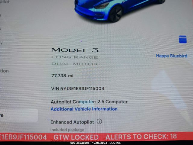 Photo 6 VIN: 5YJ3E1EB9JF115004 - TESLA MODEL 3 