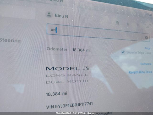 Photo 6 VIN: 5YJ3E1EB9JF117741 - TESLA MODEL 3 