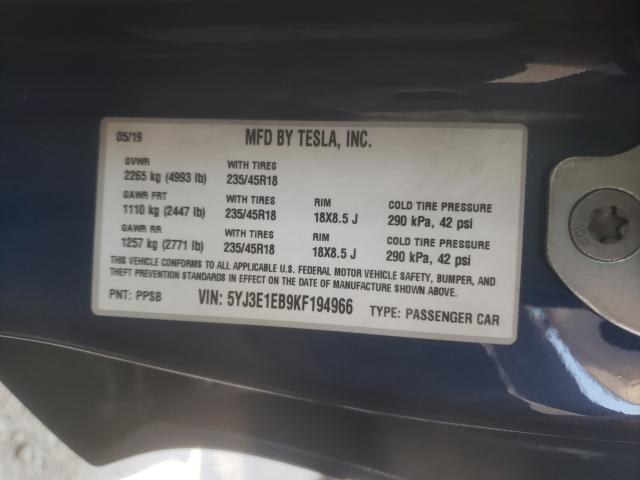 Photo 9 VIN: 5YJ3E1EB9KF194966 - TESLA MODEL 3 