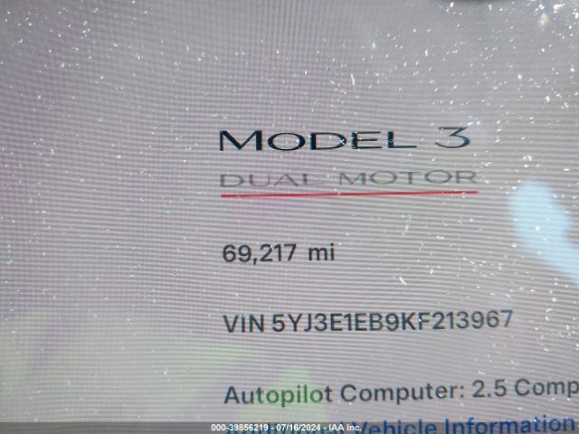 Photo 6 VIN: 5YJ3E1EB9KF213967 - TESLA MODEL 3 