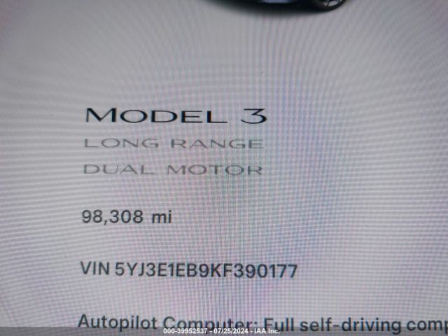 Photo 6 VIN: 5YJ3E1EB9KF390177 - TESLA MODEL 3 