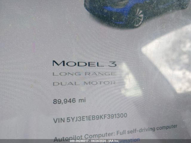 Photo 6 VIN: 5YJ3E1EB9KF391300 - TESLA MODEL 3 