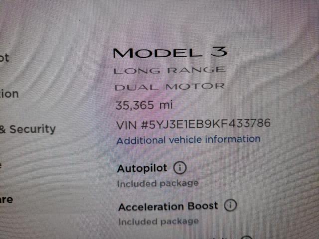 Photo 7 VIN: 5YJ3E1EB9KF433786 - TESLA MODEL 3 