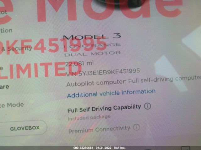 Photo 6 VIN: 5YJ3E1EB9KF451995 - TESLA MODEL 3 