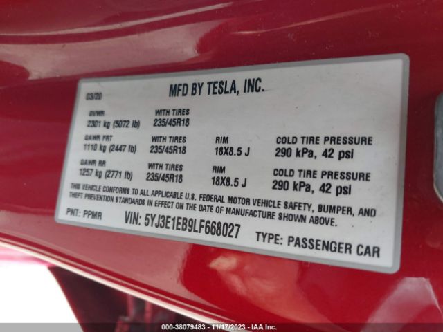 Photo 8 VIN: 5YJ3E1EB9LF668027 - TESLA MODEL 3 