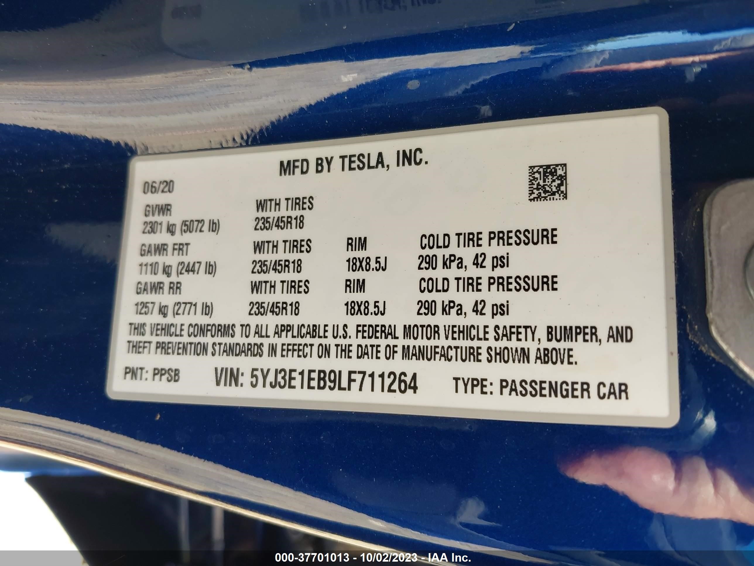 Photo 8 VIN: 5YJ3E1EB9LF711264 - TESLA MODEL 3 