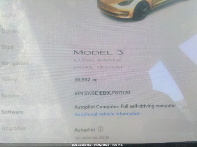 Photo 6 VIN: 5YJ3E1EB9LF811770 - TESLA MODEL 3 