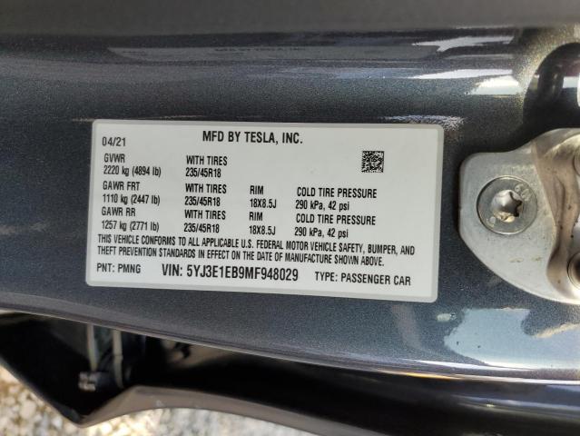 Photo 11 VIN: 5YJ3E1EB9MF948029 - TESLA MODEL 3 