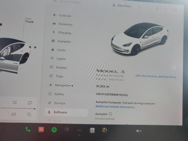 Photo 8 VIN: 5YJ3E1EB9NF110343 - TESLA MODEL 3 