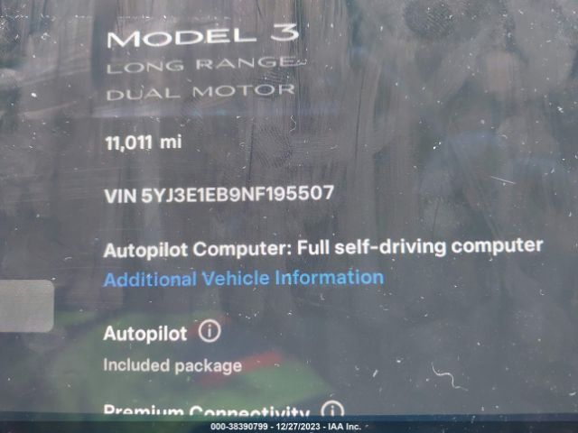 Photo 8 VIN: 5YJ3E1EB9NF195507 - TESLA MODEL 3 