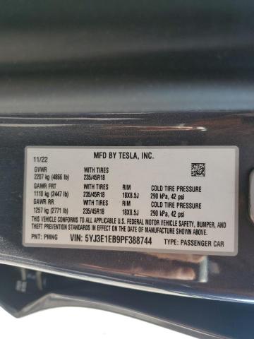 Photo 11 VIN: 5YJ3E1EB9PF388744 - TESLA MODEL 3 