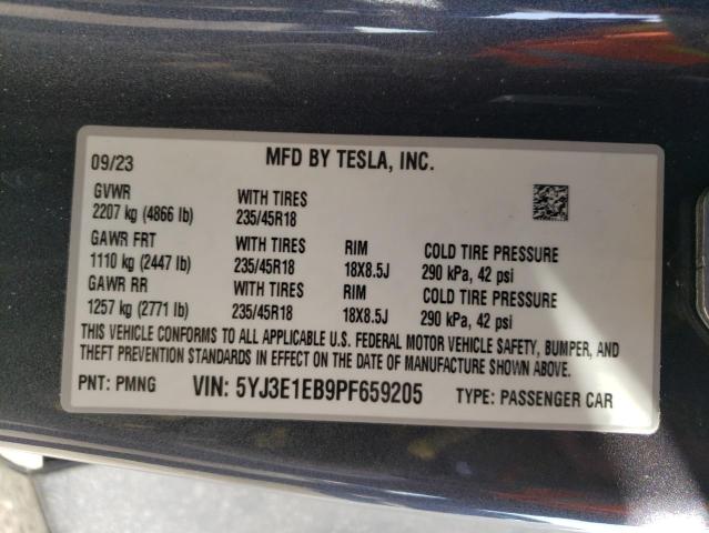 Photo 12 VIN: 5YJ3E1EB9PF659205 - TESLA MODEL 3 