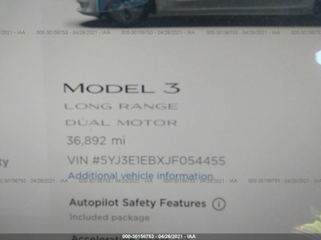 Photo 6 VIN: 5YJ3E1EBXJF054455 - TESLA MODEL 3 