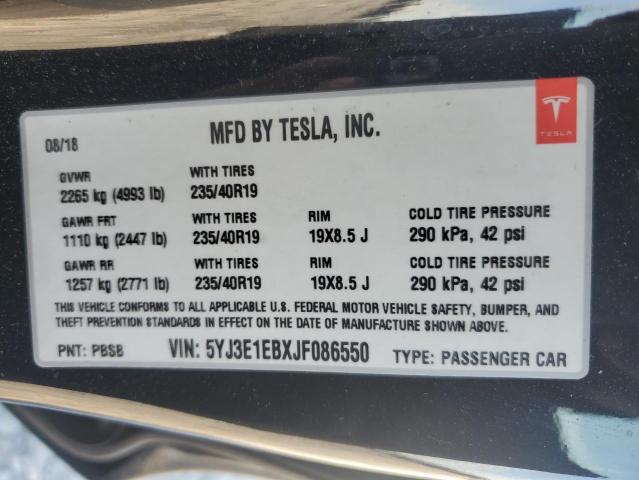 Photo 11 VIN: 5YJ3E1EBXJF086550 - TESLA MODEL 3 