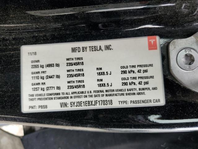 Photo 12 VIN: 5YJ3E1EBXJF170318 - TESLA MODEL 3 