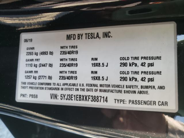 Photo 9 VIN: 5YJ3E1EBXKF388714 - TESLA MODEL 3 