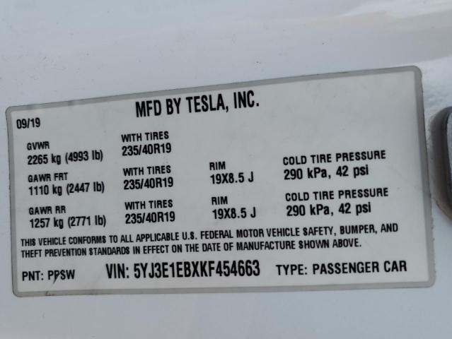 Photo 11 VIN: 5YJ3E1EBXKF454663 - TESLA MODEL 3 