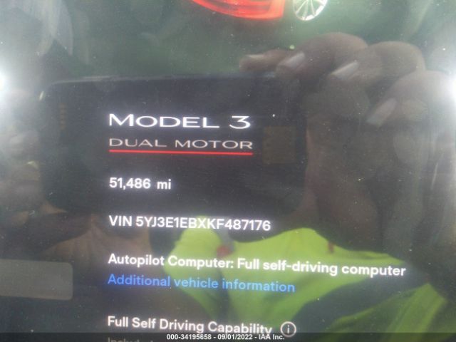 Photo 6 VIN: 5YJ3E1EBXKF487176 - TESLA MODEL 3 