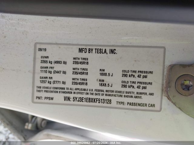 Photo 8 VIN: 5YJ3E1EBXKF513128 - TESLA MODEL 3 